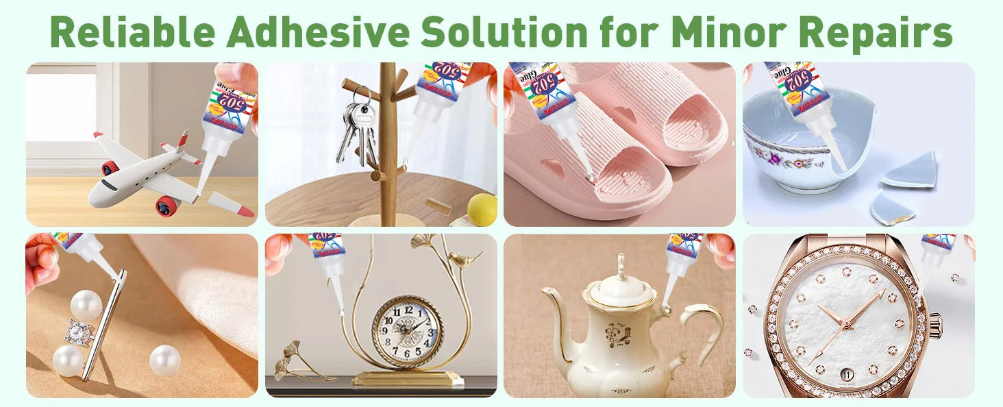 502 Super Strong Quick-Drying Adhesive, Professionally Used for Daily Repair of Toy Plastics, Is White, Transparent and Odorless