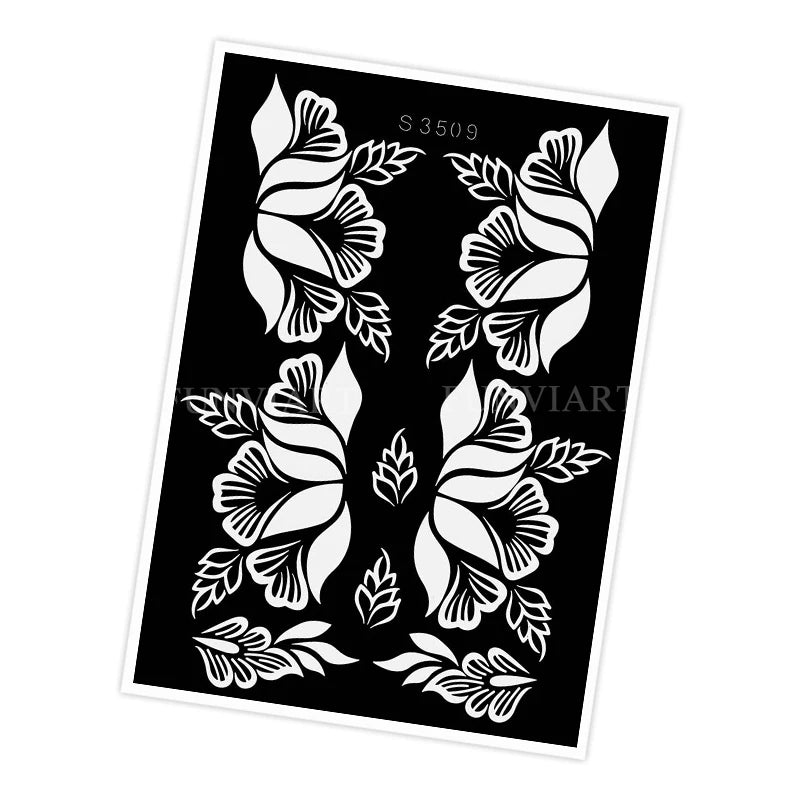 Reusable Stencil for Henna Flower Mehndi Design Tattoo Template for Women Henna Tattoo Stencil for Hand Foot Body Painting