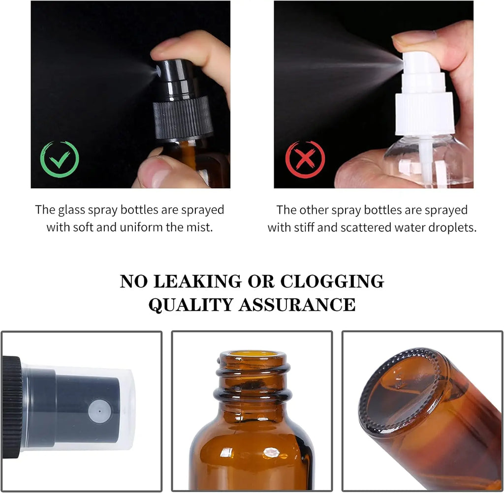 1Pcs 5ml-100ml  Empty Amber Fine Mist Small Glass Spray Bottles Set For Essential Oils Perfume Cleaning Solutions