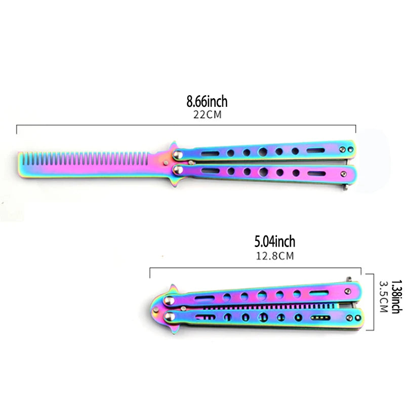 Butterfly Knife Comb, Foldable Comb, Stainless Steel Beard Brush, Salon Hair Styling Tool. Christmas, Halloween and Thanksgiving