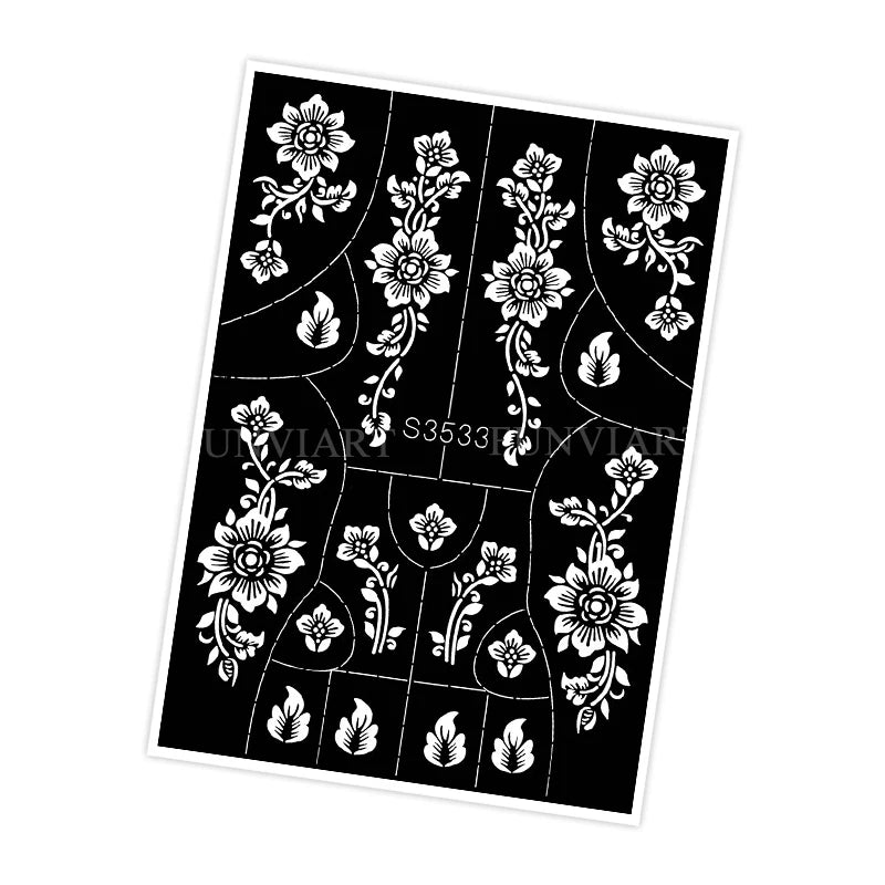 Reusable Stencil for Henna Flower Mehndi Design Tattoo Template for Women Henna Tattoo Stencil for Hand Foot Body Painting