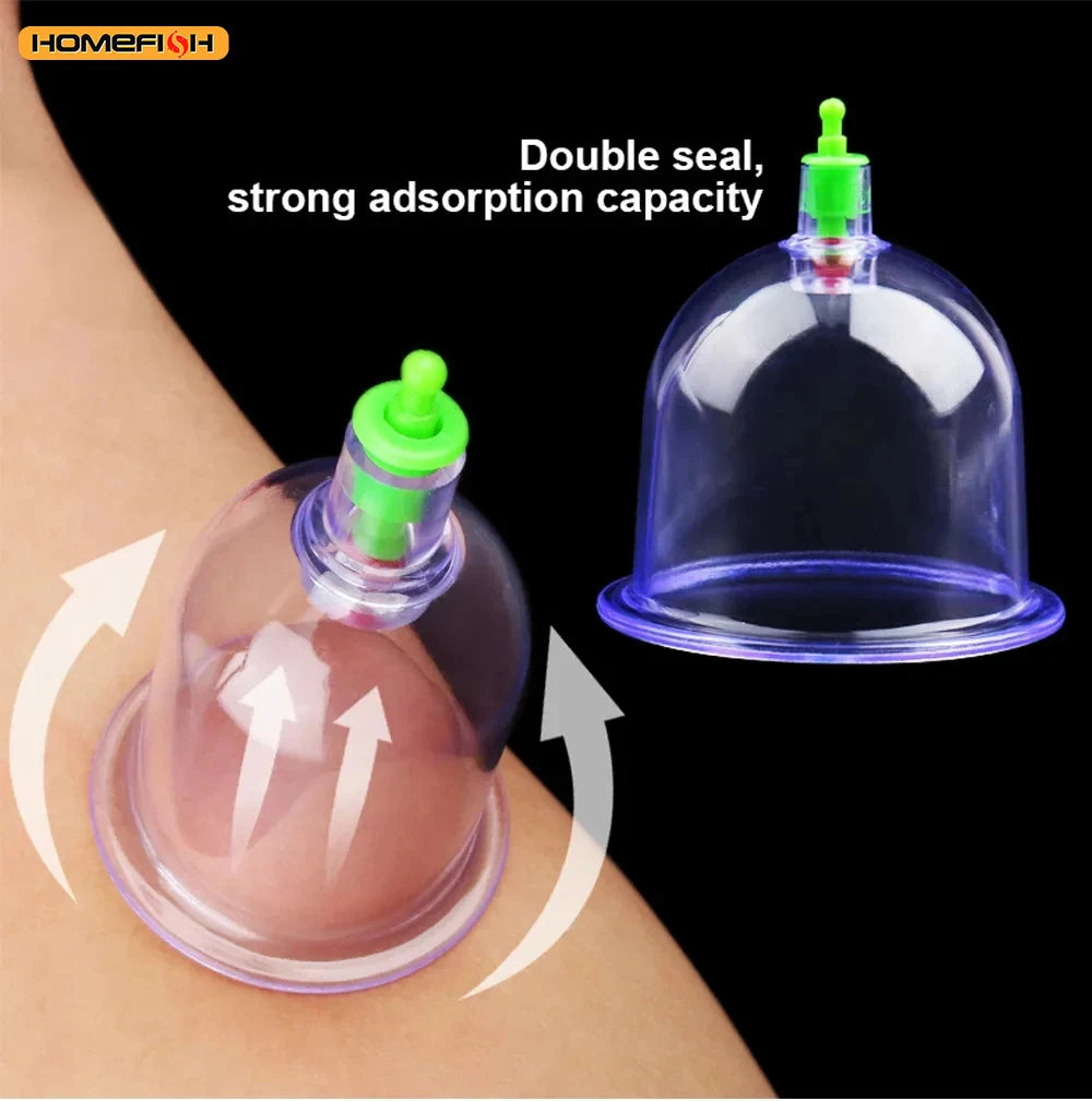 6 Suction Cups for Back-Vacuum Cupping Massage Kit w/ Pump Gun Body Massage Anti-Cellulite