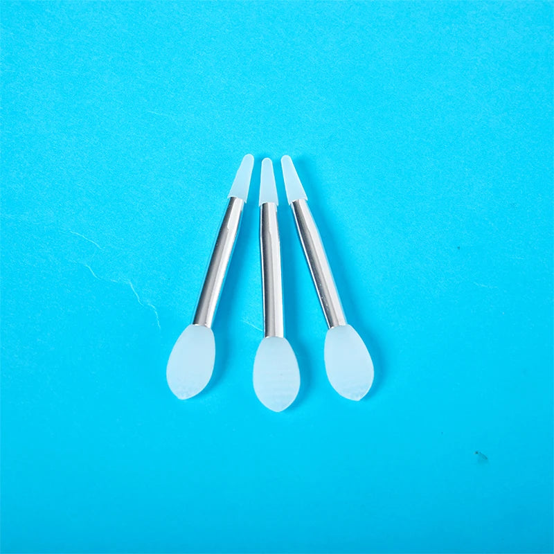 3 Pieces Of Soft Silicone Double Head Lip Mask Brush With Sucker Dust Cover Makeup Brushes With Storage Box