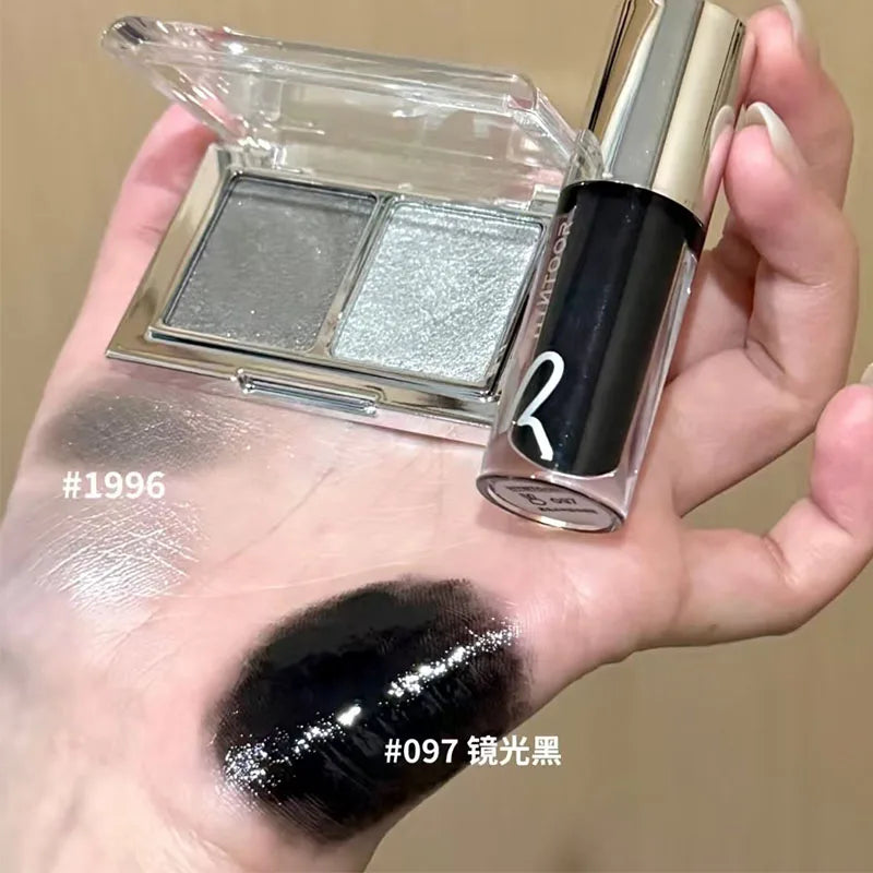 HYNTOOR Goth Lip Gloss Mirror Moist Nude Grey Black Silvery Fine Flash Low Saturation Lip Glaze Lasting Halloween Lip Makeup