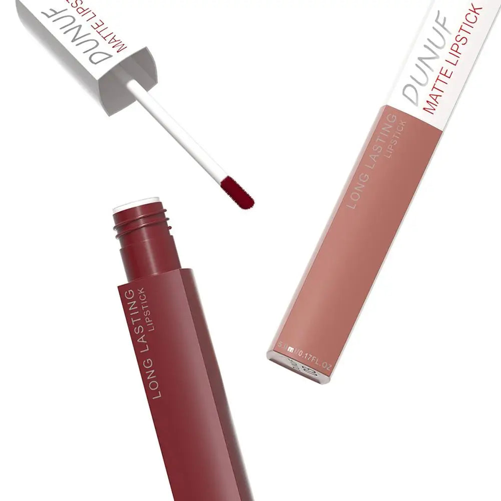 Non Stick Cup Liquid Lipstick Dark Purple Long Lasting Lip Gloss Matte Velvet Finish Resistant To Fading Waterproof Lip Cosmetic