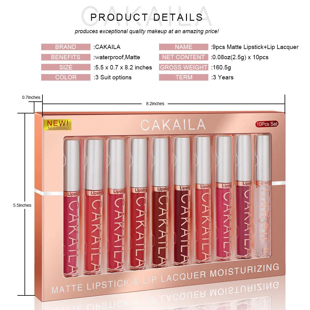 4pcs/10pcs/set Nude Lip Gloss Matte Velvet Lipstick Waterproof Long-lasting  Liquid Lipstick Women Moist Lip Tint