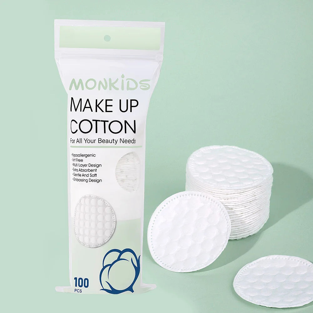 100pcs/200pcs Soft and Breathable Round Cotton Pad with Double-Sided Texture Is Used for Daily Facial Cleaning and Makeup Remova