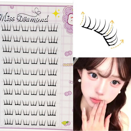 10 Rows Dense Natural False Eyelashes Segmented Glue-free Eyelash Extension Korean Women's Group Lightly Curling Eyelash Cluster