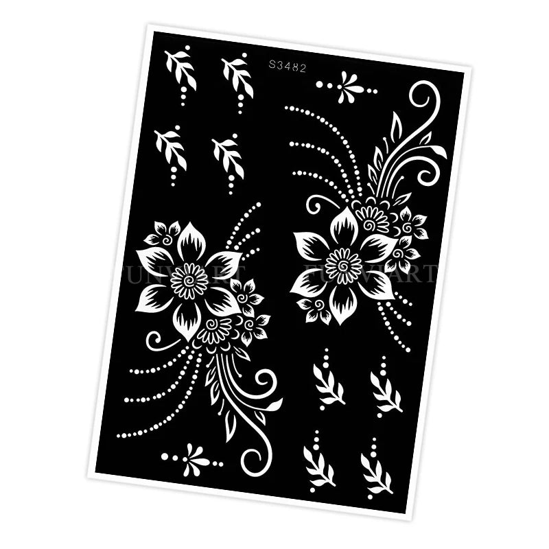 Reusable Stencil for Henna Flower Mehndi Design Tattoo Template for Women Henna Tattoo Stencil for Hand Foot Body Painting