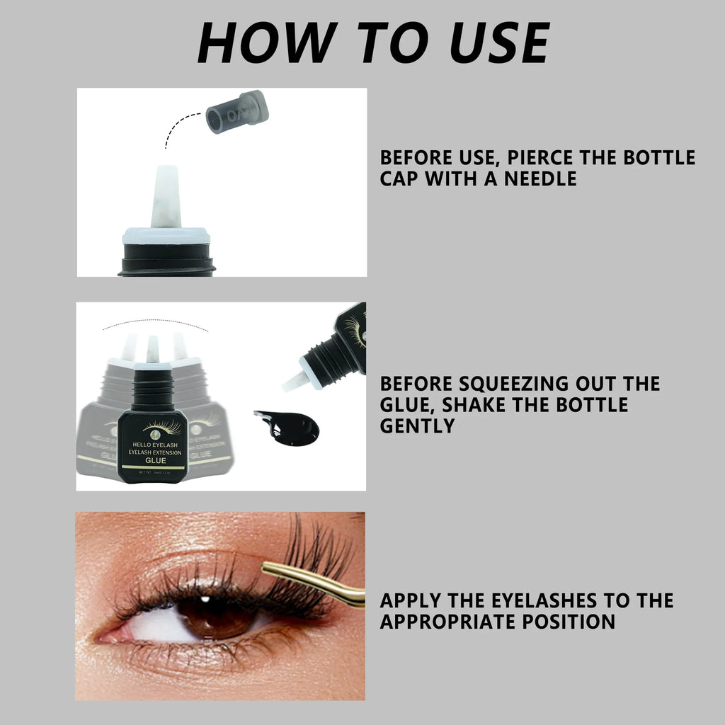 DIY 5ml Fast Drying Strong False Eye Lash Extension Glue Adhesive Retention 7-14 Days Low Smell Mink Eyelash Glue at Home