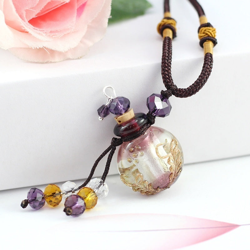 1PC Murano Glass Perfume Baroque Necklaces Essential Oil Vials Aroma  Bottle Necklace
