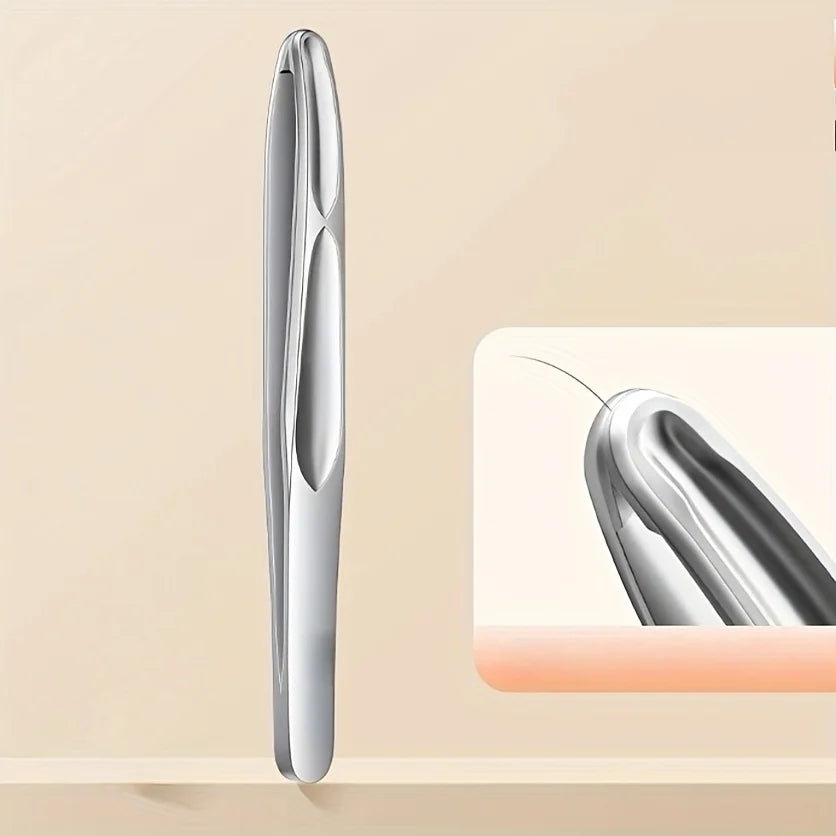 Stainless Steel Eyebrow Clips for Precision Beard and Mustache Trimming - Gentle on Light Beige, Round Head Tweezers with Design