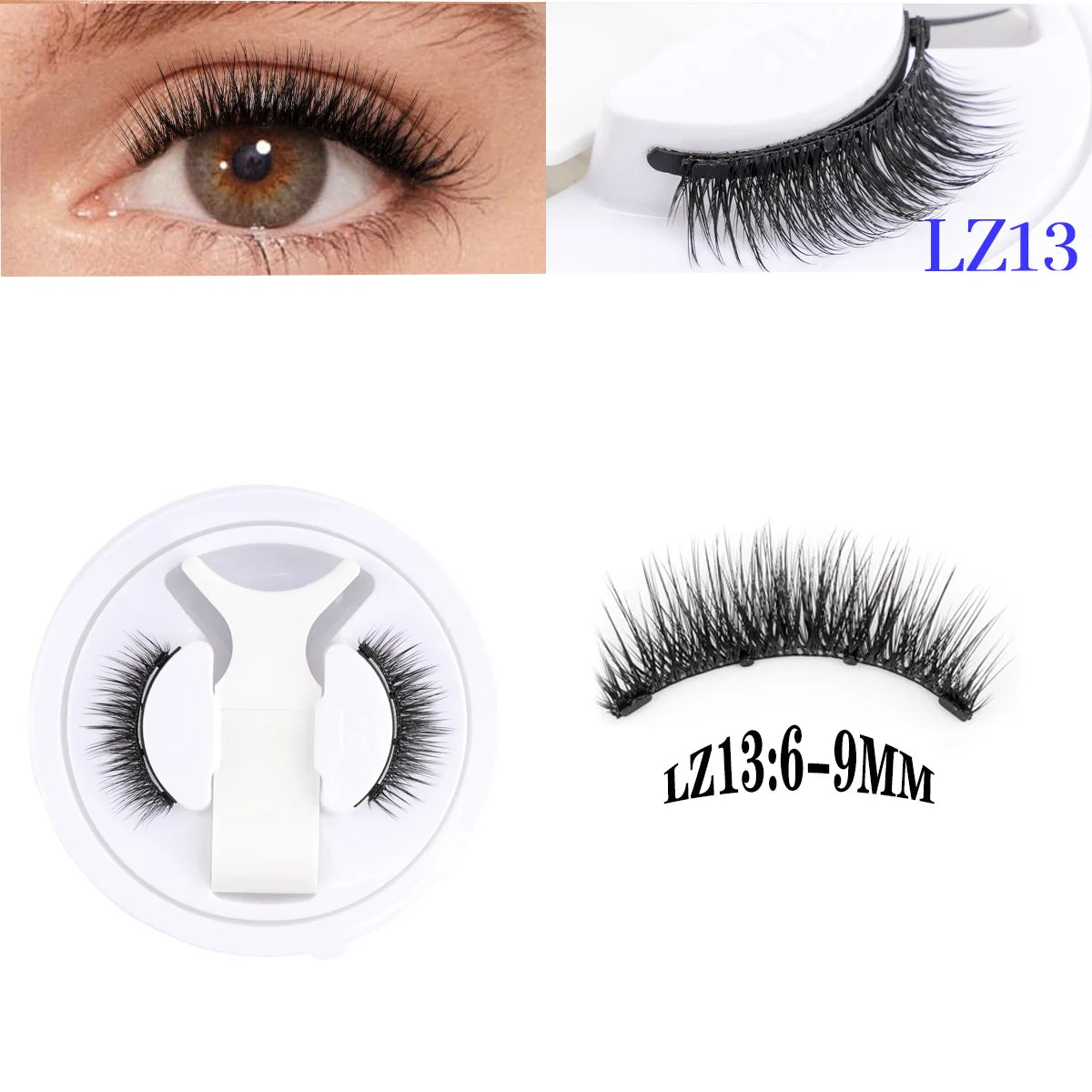 Magnetic Lashes Kit 1Pairs 3D Fake Mink Soft Natural Fluffy Manga Reusable False Eyelashes Free Glue Magnet Band Makeup Tools