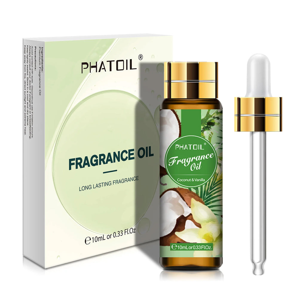 PHATOIL 10ml Coconut & Vanilla Fragrance Oil For Diffuser Aromatherapy White Musk Bubble Gum Baby Powder Fragrance Aroma Oils