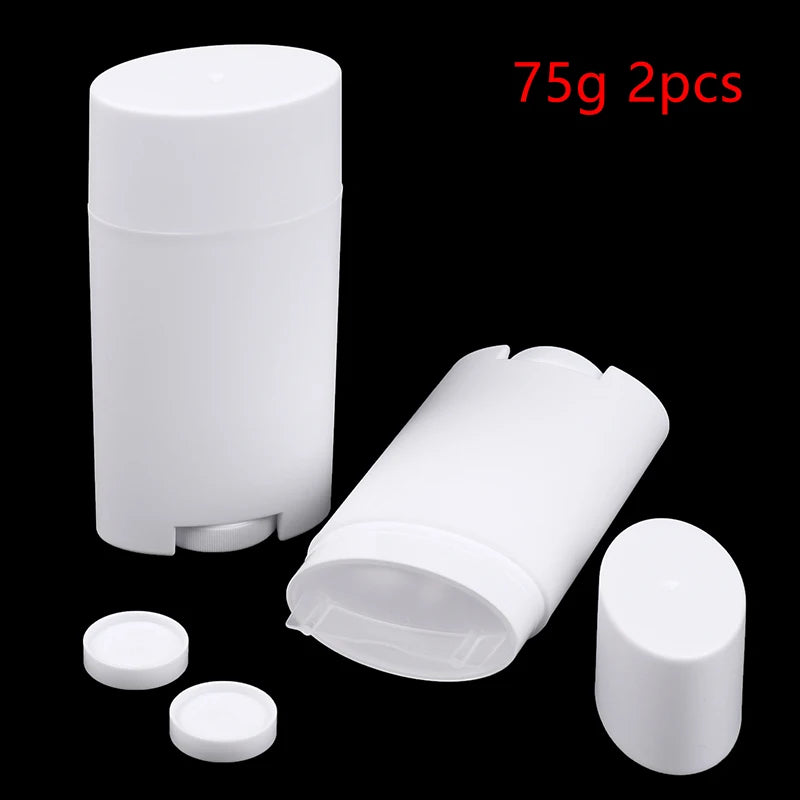2Pcs 75g PP Empty Deodorant Containers Twist-Up Refillable Plastic Bottles for DIY Natural Deodorant Stick Tube Cosmetics