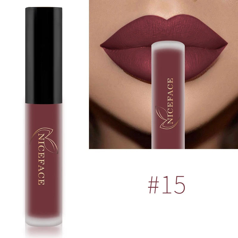 Nude Liquid Lipstick Ultra Matte Velvet Long Lasting Women Beauty Red Nonstick Cup Waterproof Purple Lip Gloss Lips Cosmetics