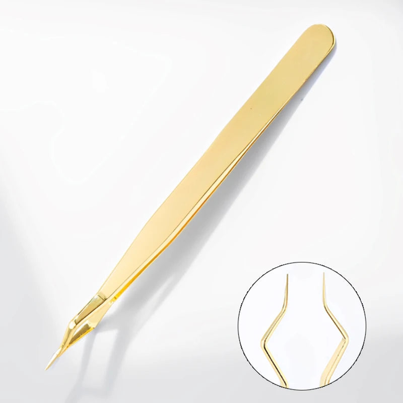 New Lash Extension Tweezers Anti slip Stainless Steel Curved Tip Straight Tweezers High Precision Nail Art Makeup Beauty  Tools