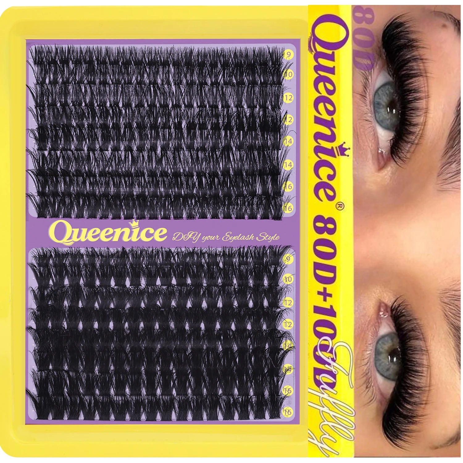 60D80D100D Thick False Eyelashes with Mixed Length, D Curl Cat-Eye Style for a Fluffy And Dramatic Look Suitable for Beginners