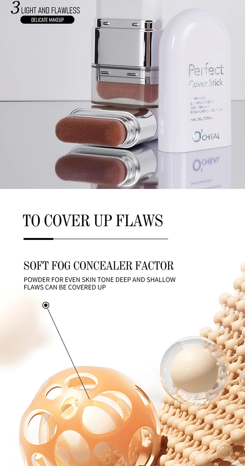 O'CHEAL Perfect Cover Stick Thin And Comfortable Concealer Foundation Cream Stick Instant Natural Waterproof Long-lasting Makeup