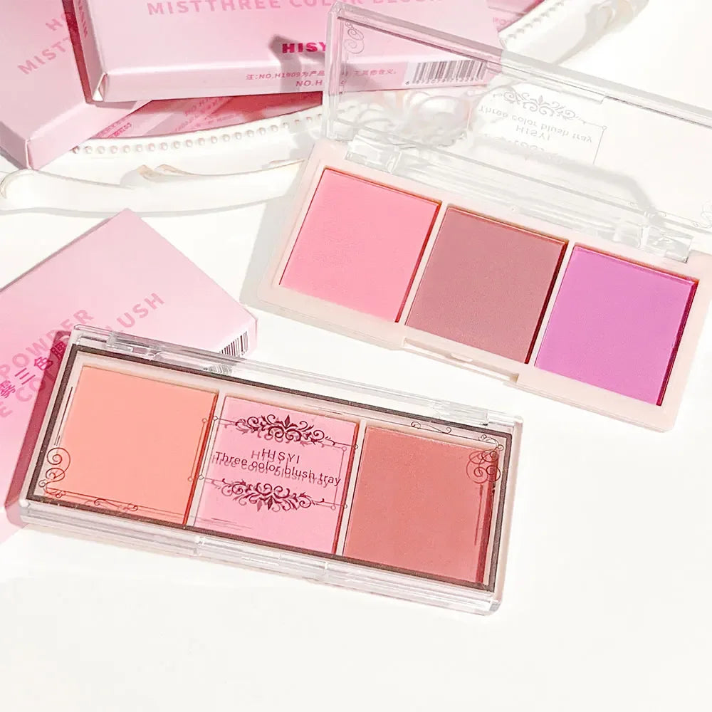 3-Color Cheek Red Plate Nude Makeup Natural Matte Milk Tea Orange Eye Shadow Makeup Lasting High Color Rendering Invisible