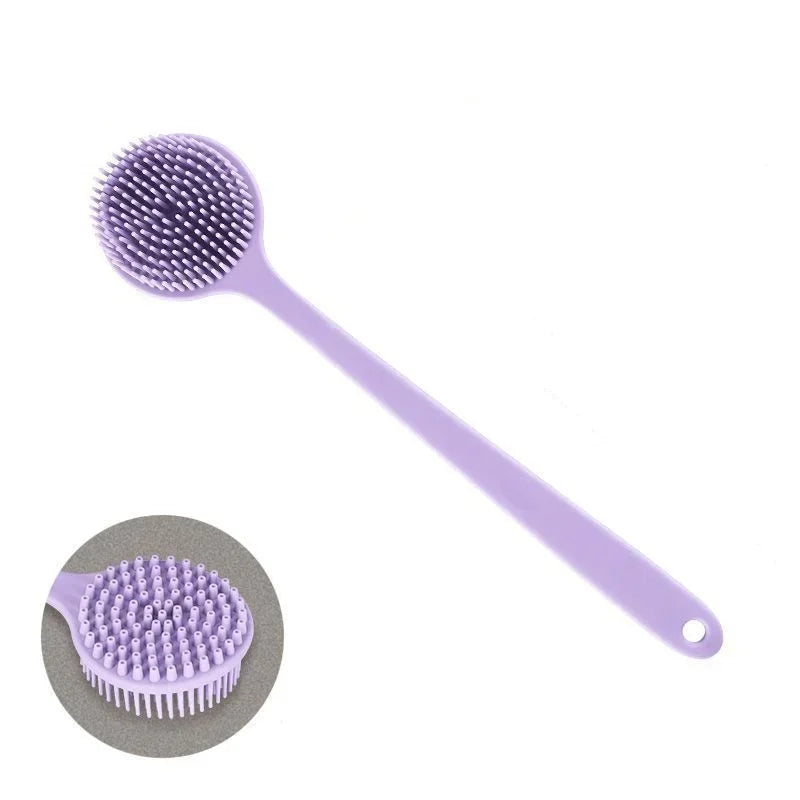 Silicone Long Handle Shower Brush Soft Haired Lazy Bath Tools Back Scrubber Sponge Exfoliating Skin Massager Bathroom Tools
