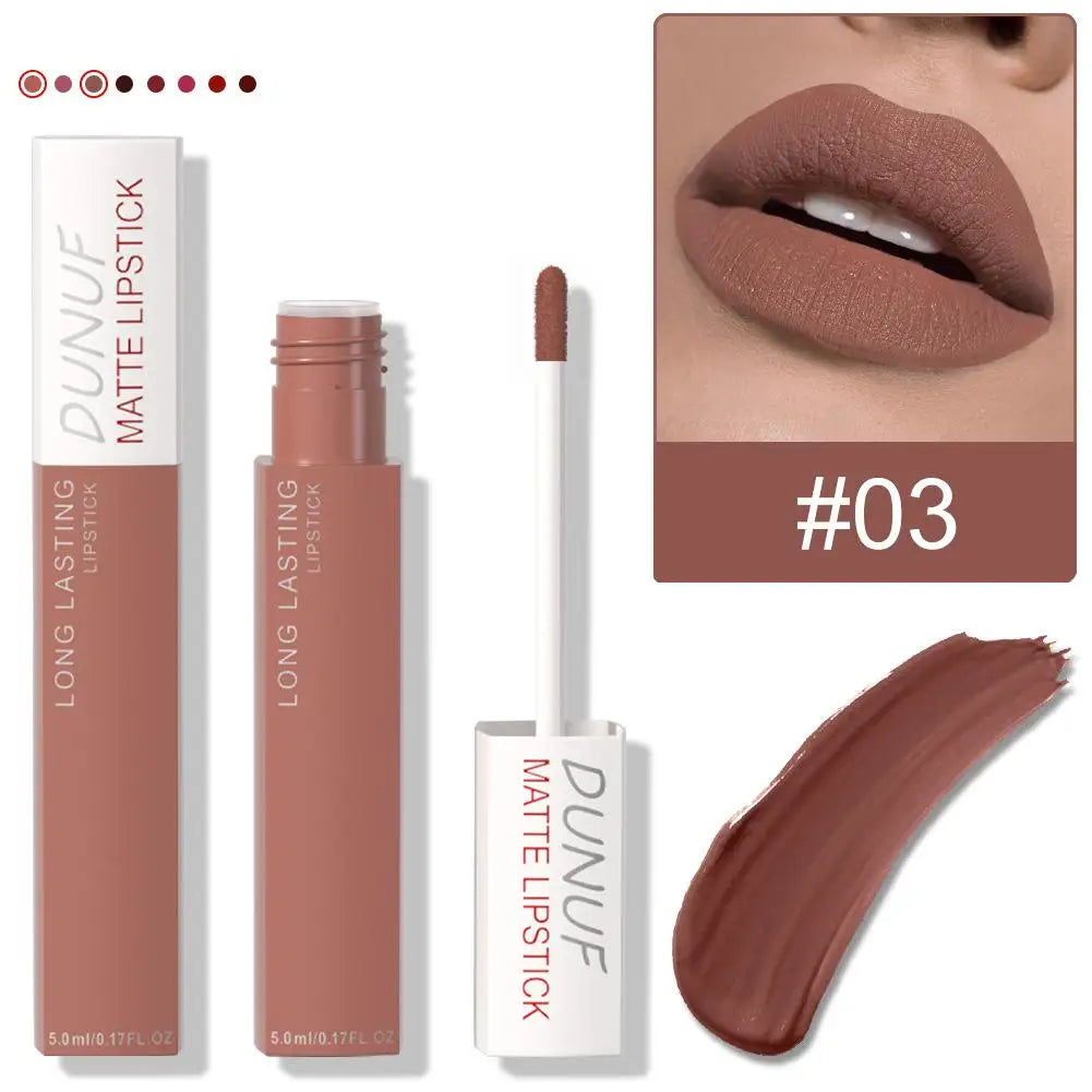 Non Stick Cup Liquid Lipstick Dark Purple Long Lasting Lip Gloss Matte Velvet Finish Resistant To Fading Waterproof Lip Cosmetic