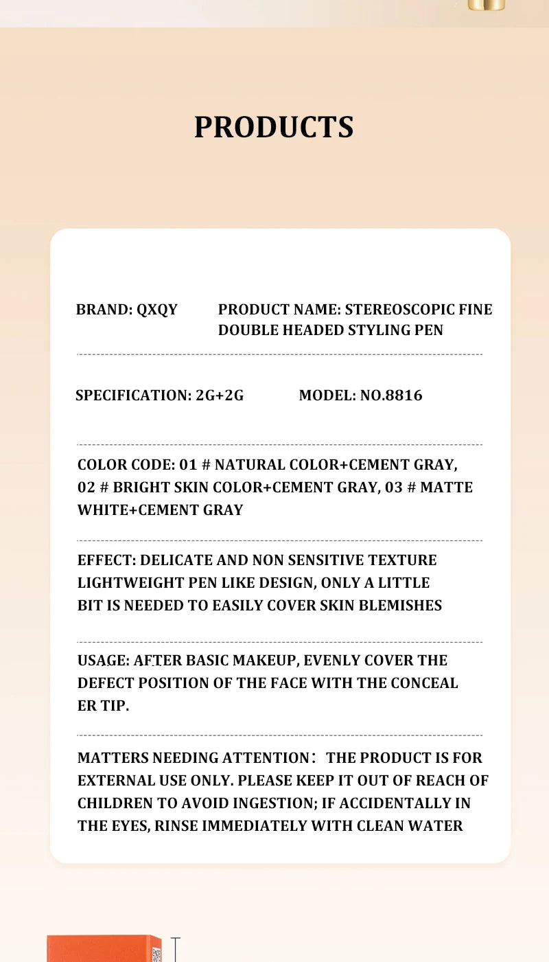 Three dimensional Fine Double Head Contour Pen to Lighten Tear Hole Natural Touch Nose Shadow Contour Holding Highlighter