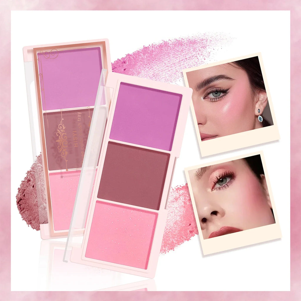 3-Color Cheek Red Plate Nude Makeup Natural Matte Milk Tea Orange Eye Shadow Makeup Lasting High Color Rendering Invisible