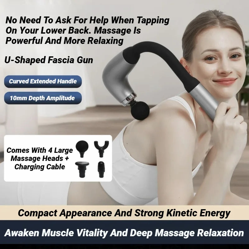 Electric Muscle Massage Gun With 4 Heads, Deep Tissue Percussion Massager For Pain Relief, Portable & Rechargeable Fascia Extend