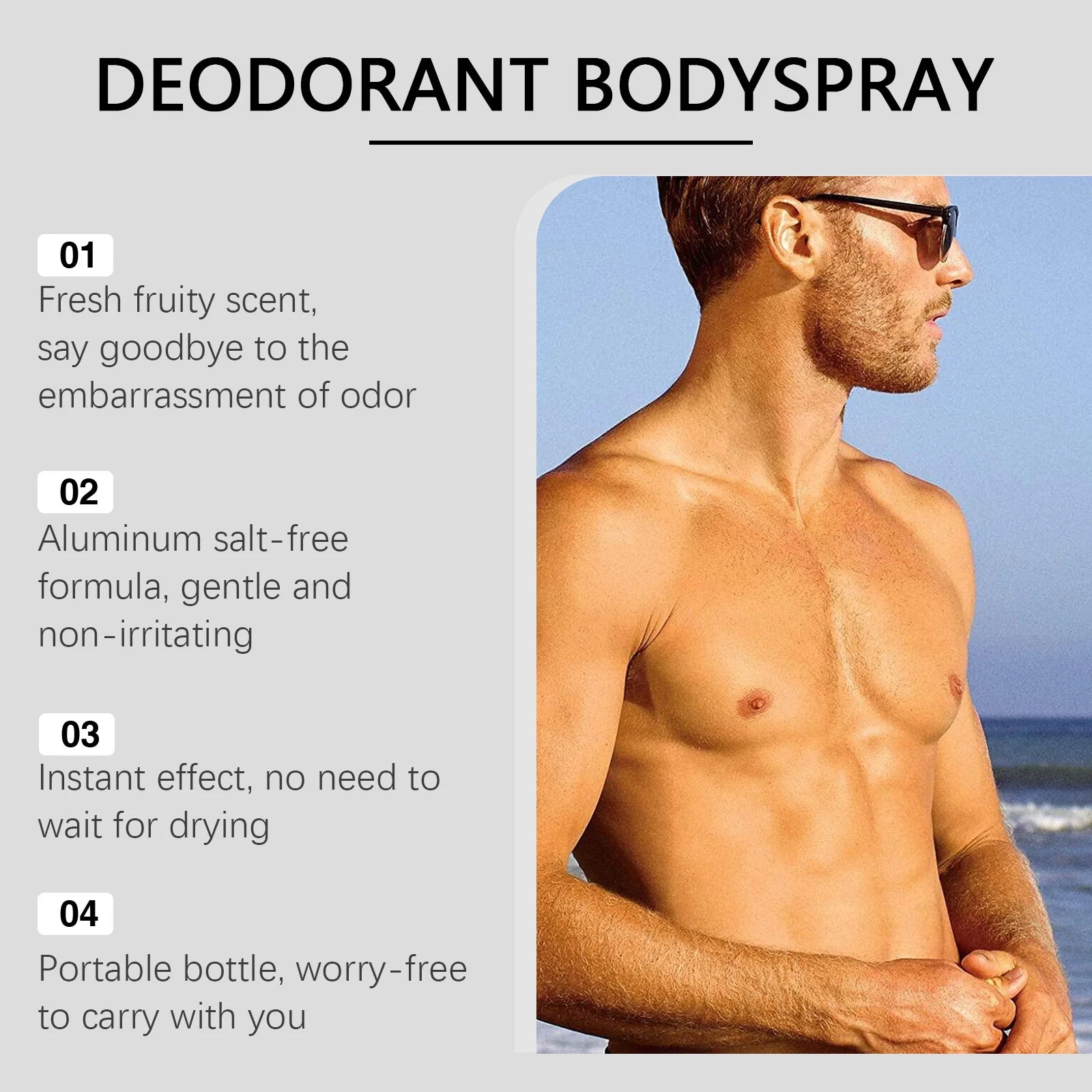 Fruity Deodorizing Spray for Man Underarm Deodorizing Odor Removal Keep Fresh Lasting Fragrance Reduce Body Bad Smell Body Spray