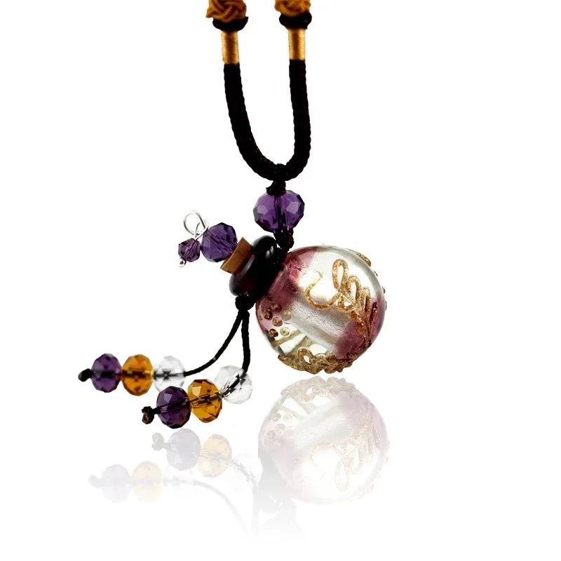 1PC Murano Glass Perfume Baroque Necklaces Essential Oil Vials Aroma  Bottle Necklace