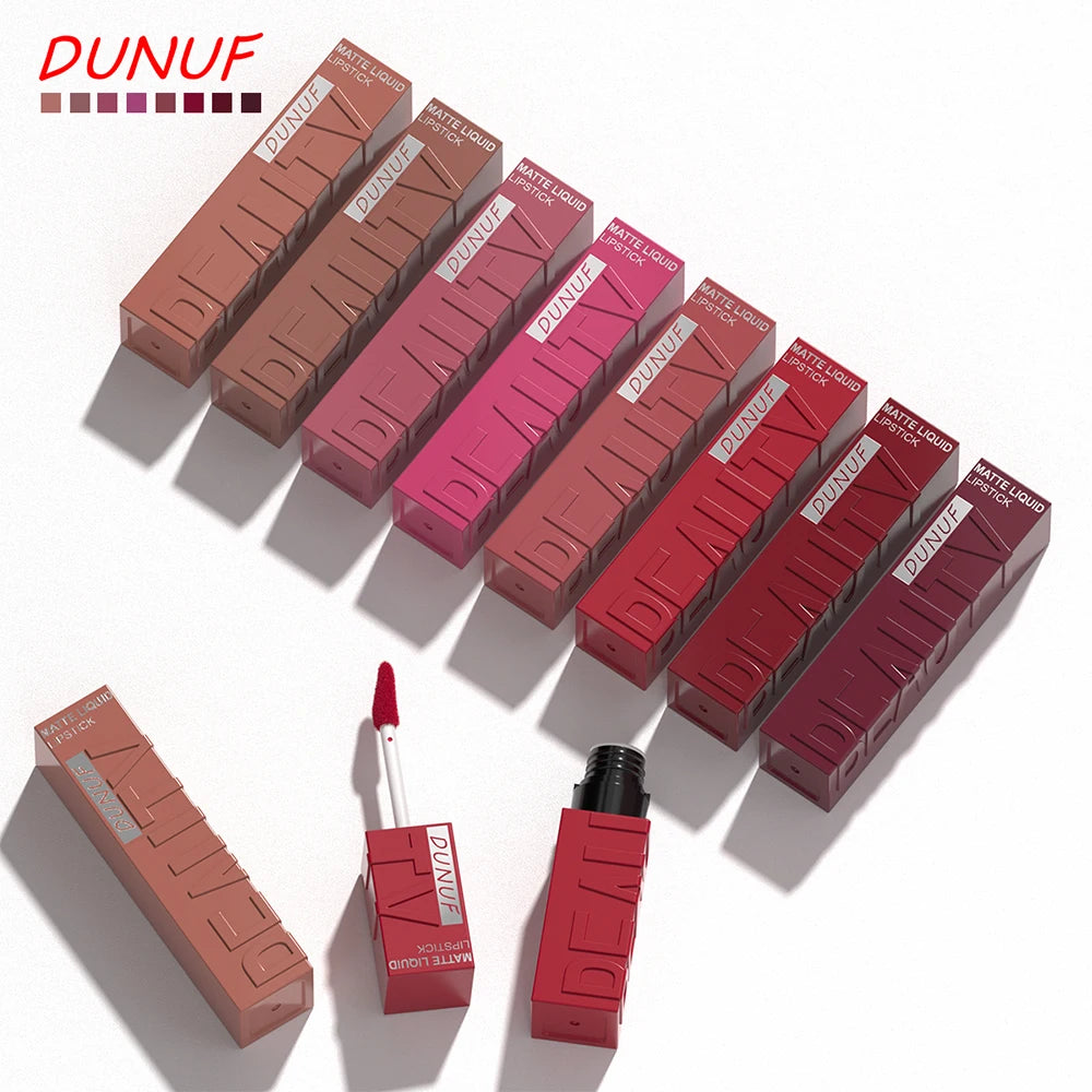 Matte Lip Gloss 8pc/set: Waterproof Lipstick Moisturizing Long Lasting Non-Stick Cup, Nude, Y2K Christmas Valentine's Day Gifts