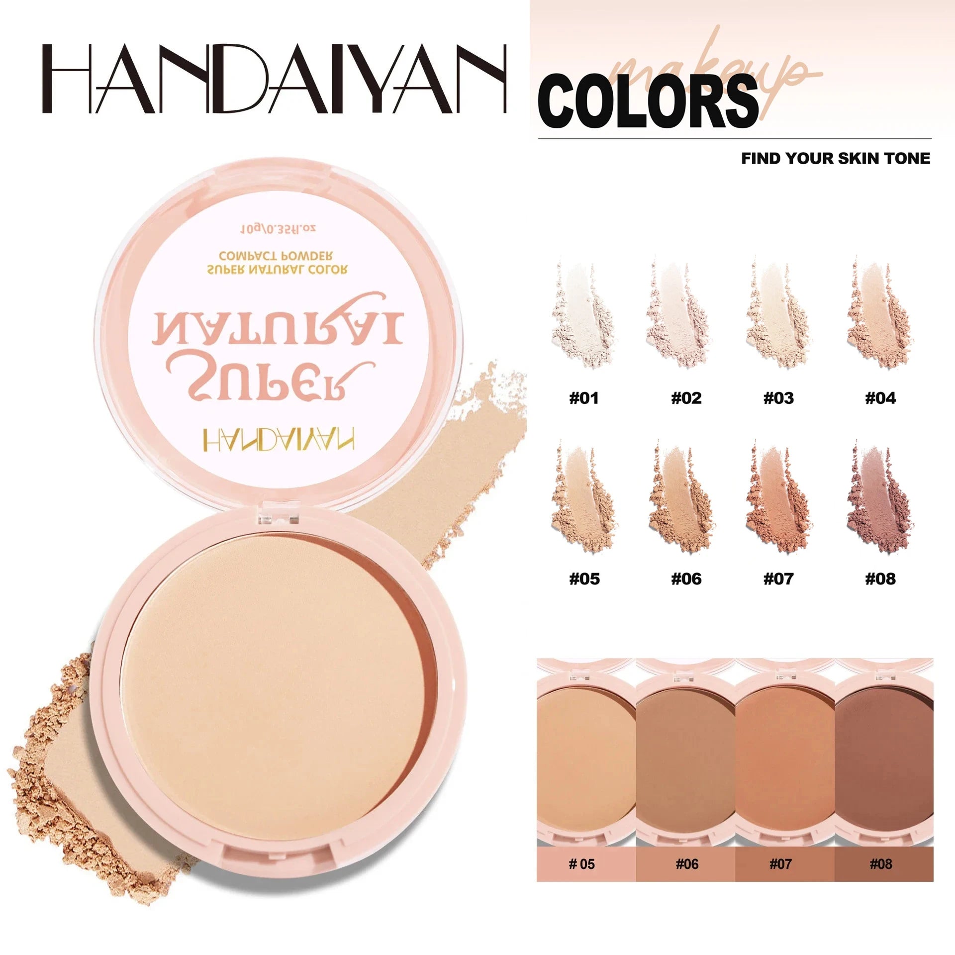 8 Color Matte Face Pressed Powder 24 Hours Oil Control Natural Setting Powder Foundation Full Coverage Waterproof Lasting Makeup