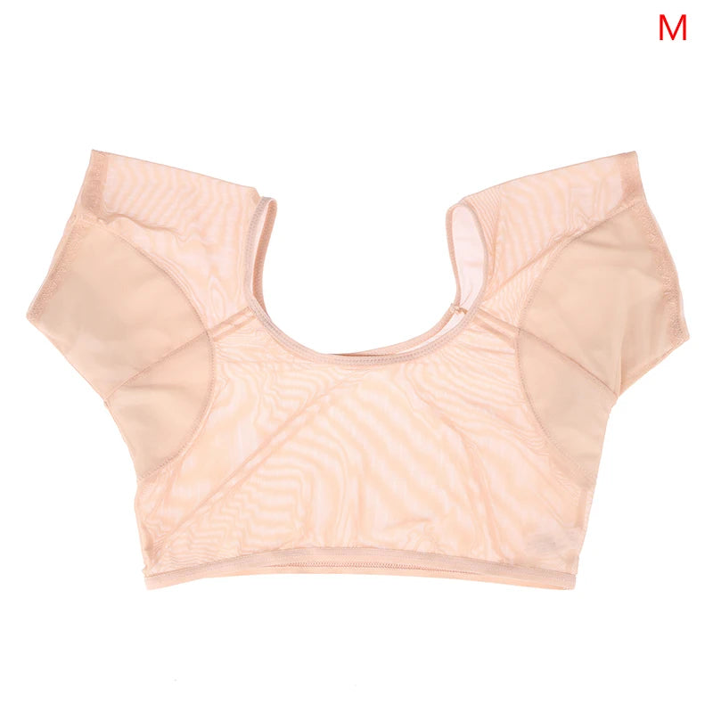 Underarm Sweat Pad Vest Absorbent Deodorant Pad Women T-shirt Shape Sweat Pads Reusable Washable Transparent Mesh Ultrathin