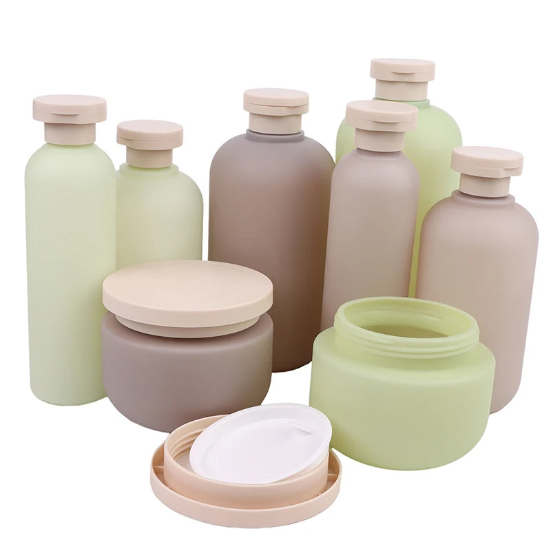 Green Grey Refillable Bottle Filp Lid Empty Plastic Hand Sanitizer Shampoo Lotion Bottles Cosmetic Cream Jars Travel Essentials