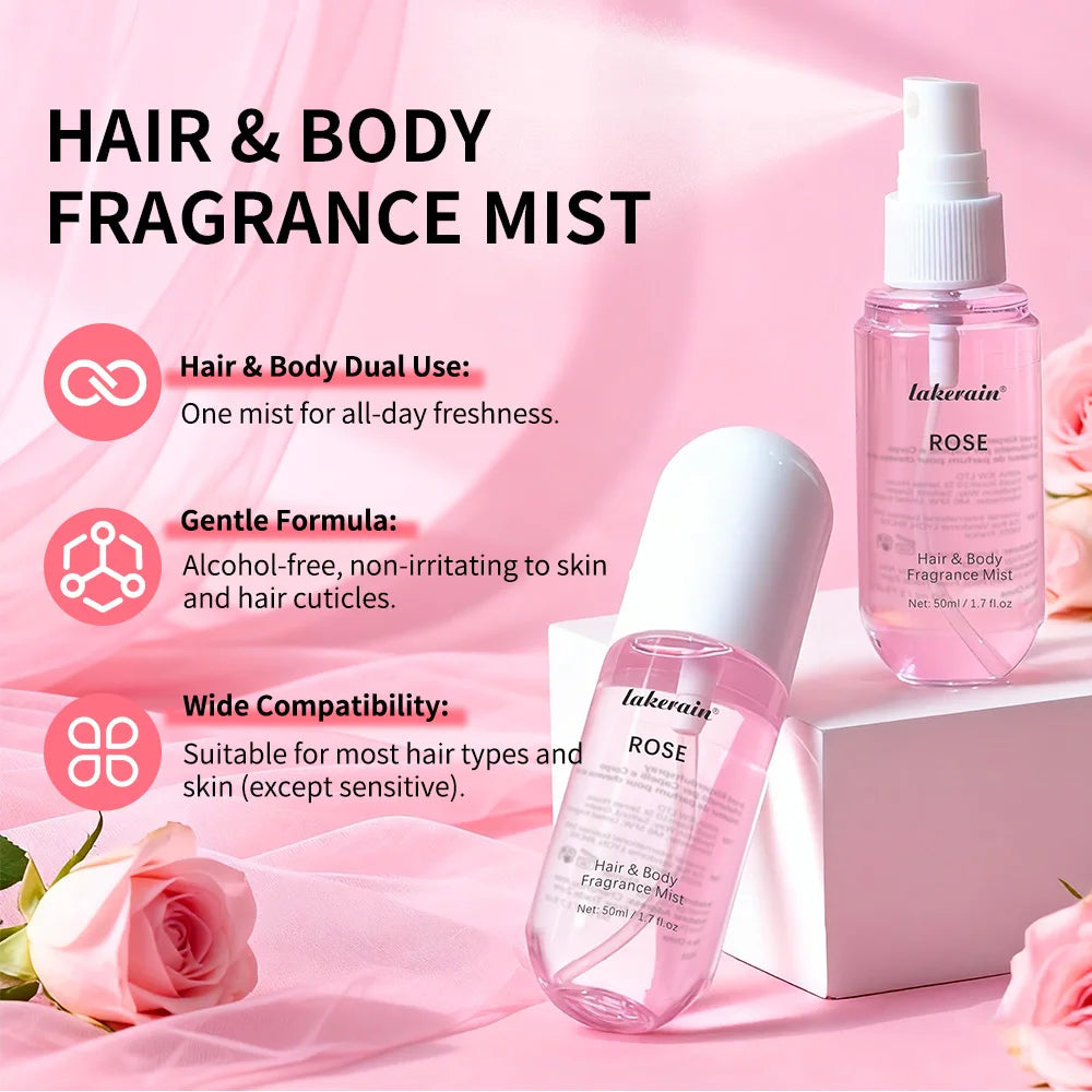 1/2 Pcs Vanilla Rose Fragrance Spray Hair & Body Fragrance Mist Fresh Long Lasting Fragrance Perfume Travel Size Freshener Spray