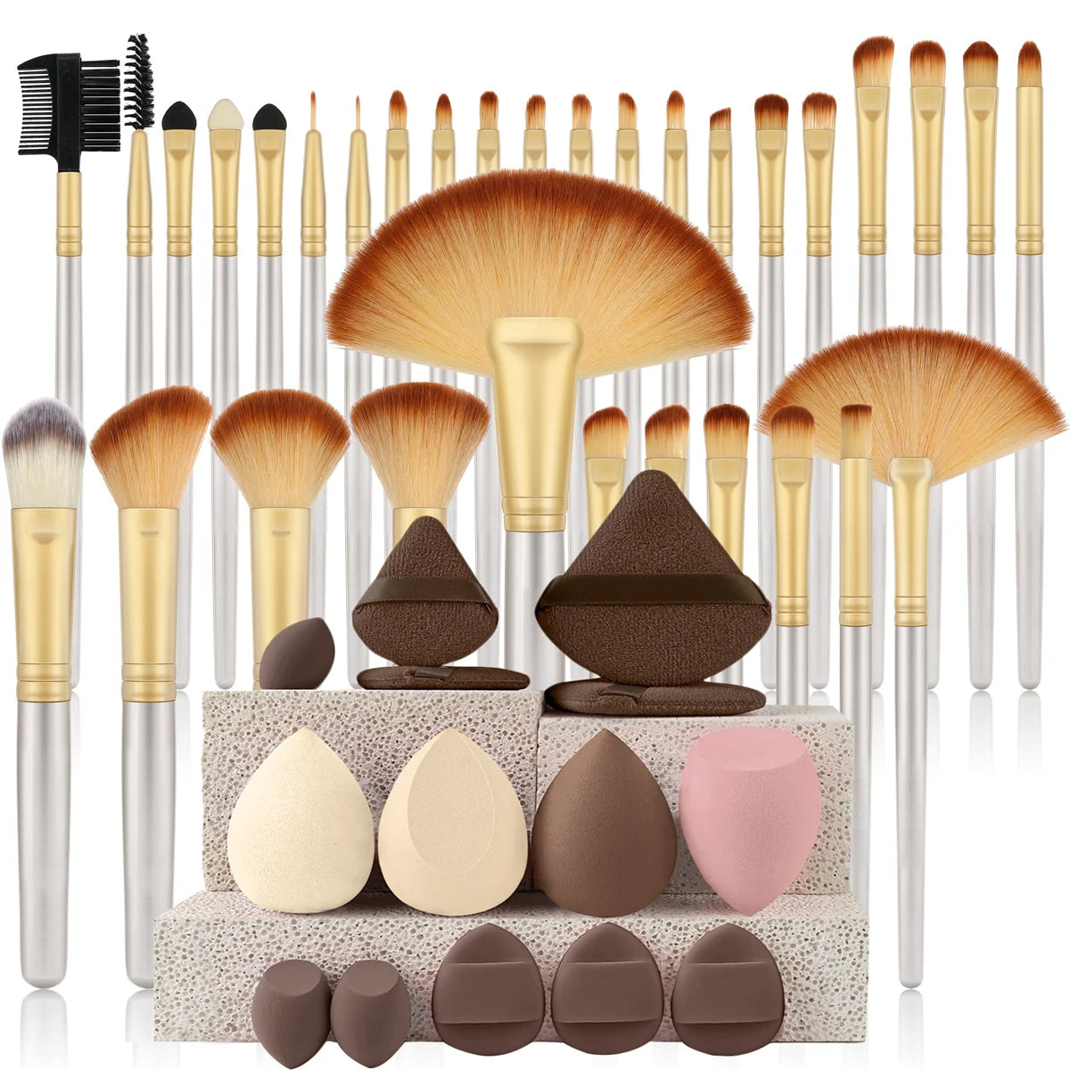 32Pc Makeup Brush Set Cosmetic Tools for Powder Eye Shadow Foundation Blush Blending Beauty Makeup Brush Kit for Makeup Starters
