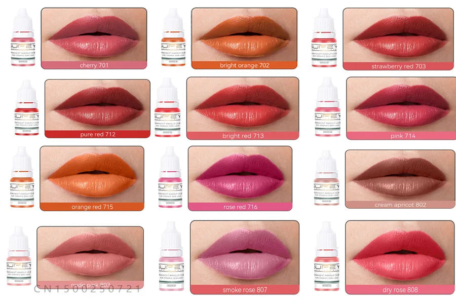33 Colors Permanent Makeup Pigment Lip Tattoo Inks Vegan Eyebrows Microblading Pigments 8ml Body Art Ink for PMU Artists