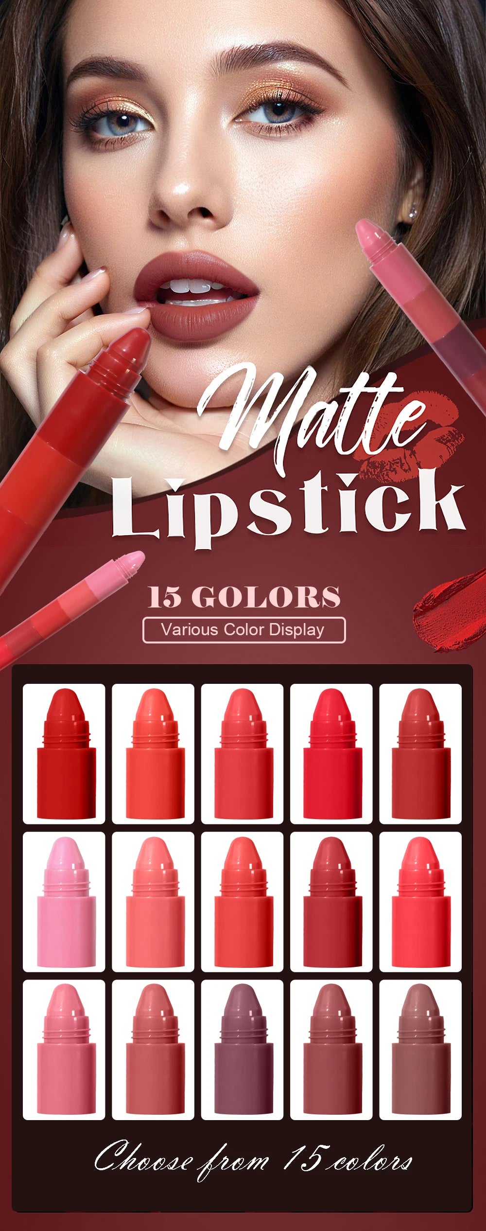 5-in-1 Fruit Velvet Matte Lipstick Set, Long-Lasting, Highly Pigmented, Moisturizing Lip Balm, Smooth Application for Soft lips