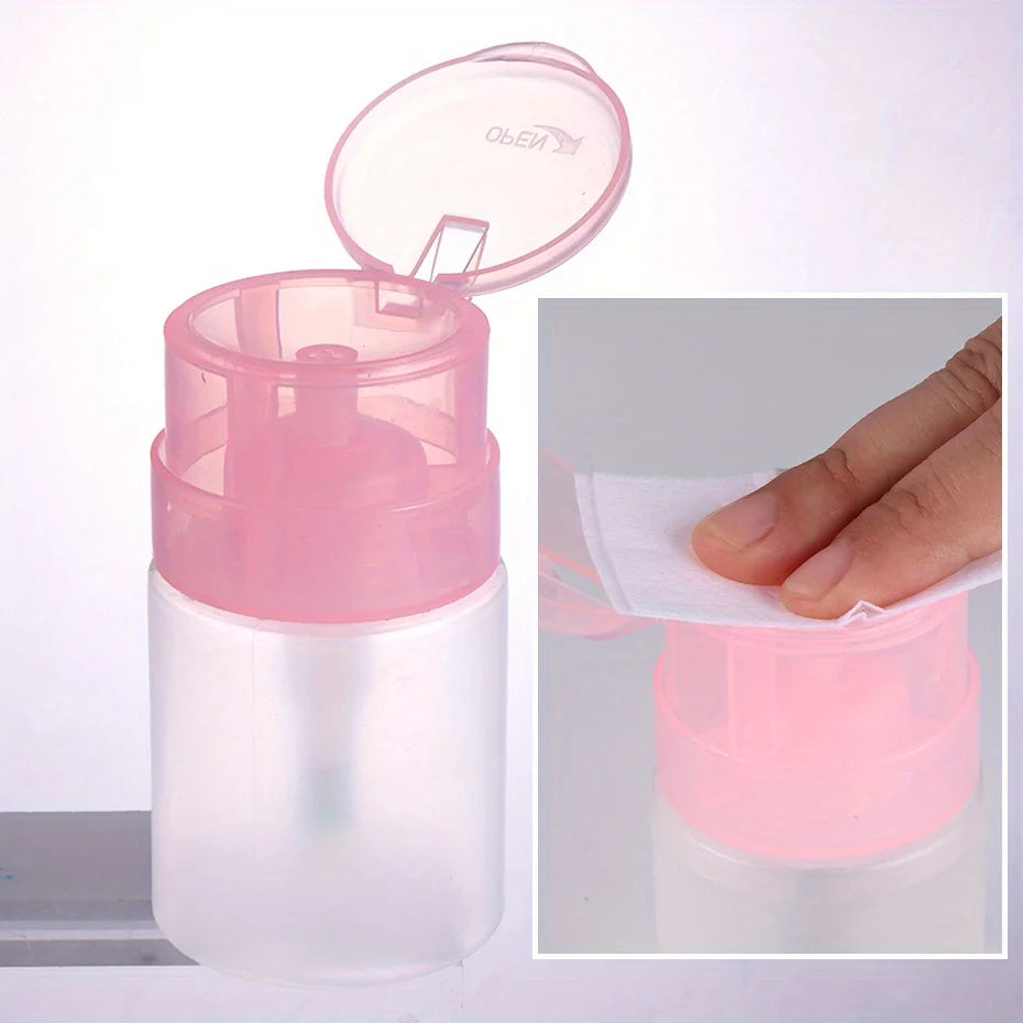 100/200ml Empty Press Pump Dispenser Plastic Lockable Leak-proof Nails Polish Remover Pressed Bottle Makeup Tools Liquid Storage