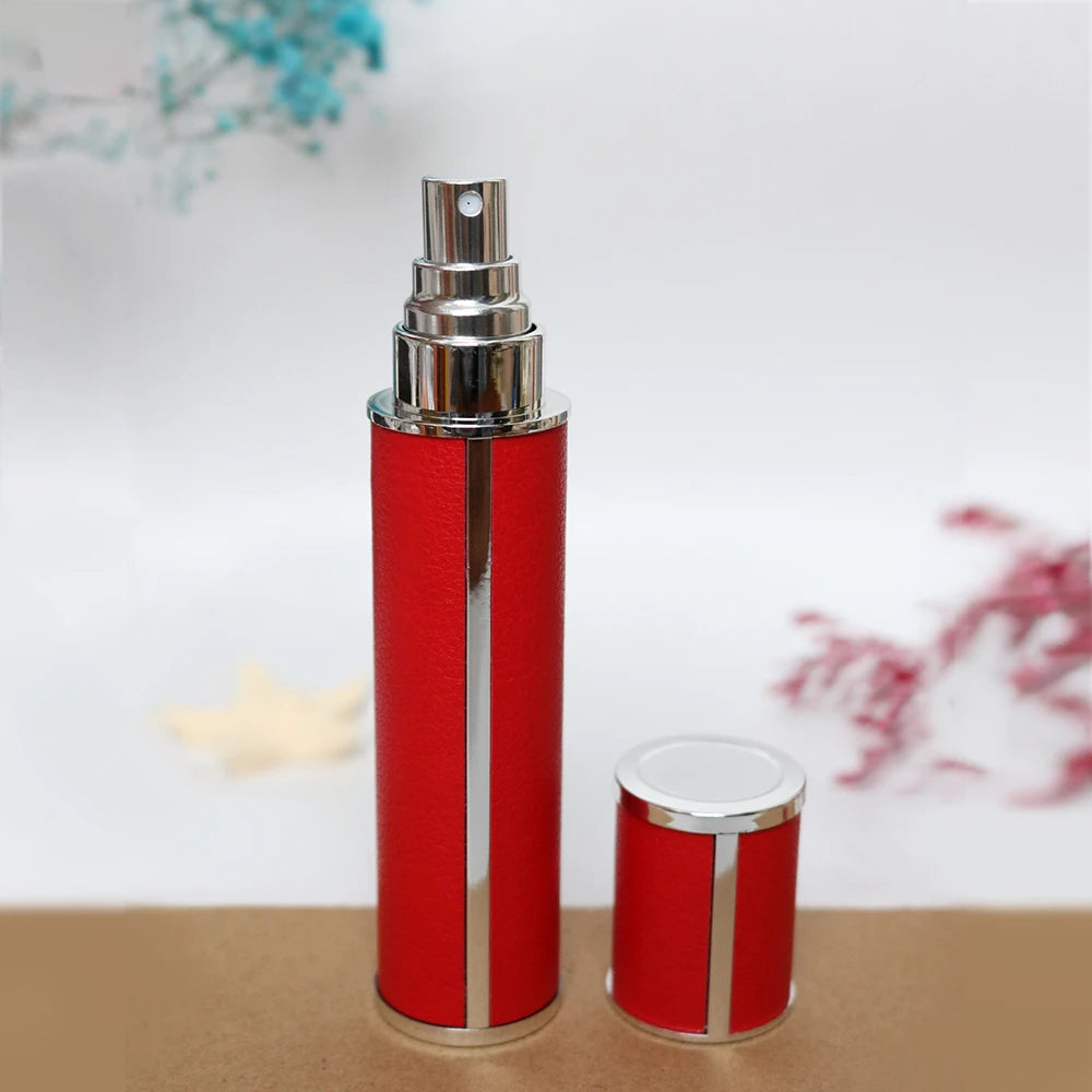10ml Luxury Leather Wrapped Glass Perfume Spray Bottle, Portable Mini Refillable Perfume Atomizer, BPA-Free Cosmetic Container