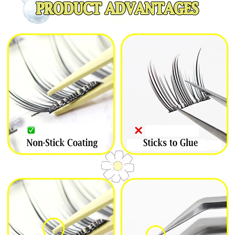 Anti-Stick Applicator No Glue Eyelashes Non Stick Coated Stainless Steel Tweezer Glue-free Eyelashes Beginner-Friendly tools
