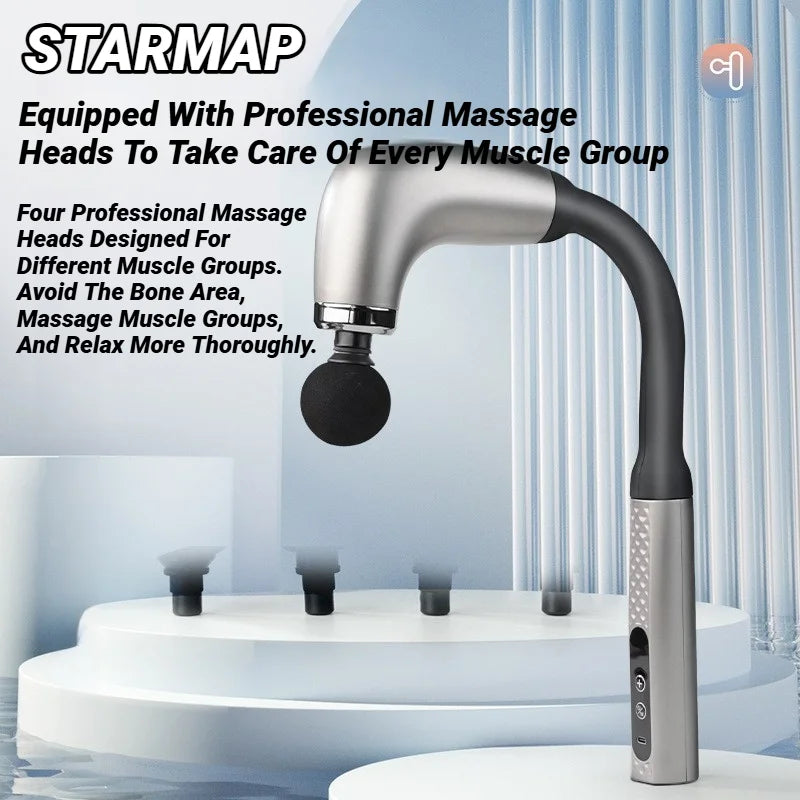 Electric Muscle Massage Gun With 4 Heads, Deep Tissue Percussion Massager For Pain Relief, Portable & Rechargeable Fascia Extend