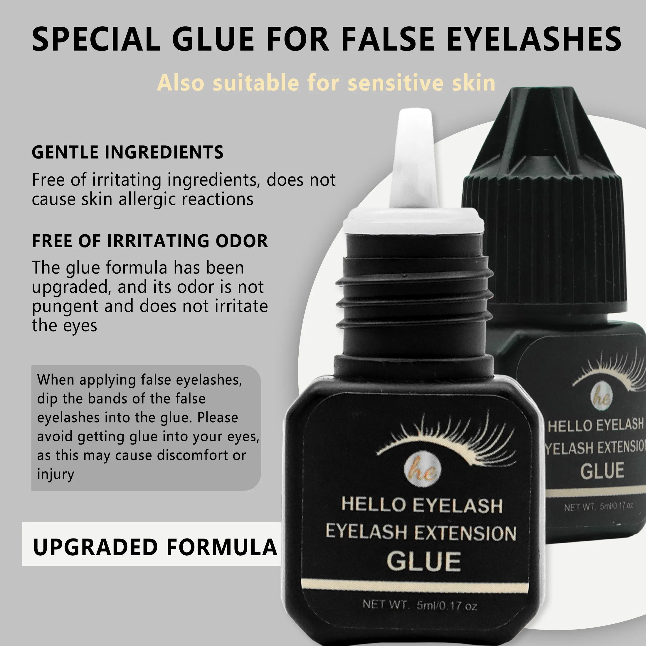 DIY 5ml Fast Drying Strong False Eye Lash Extension Glue Adhesive Retention 7-14 Days Low Smell Mink Eyelash Glue at Home