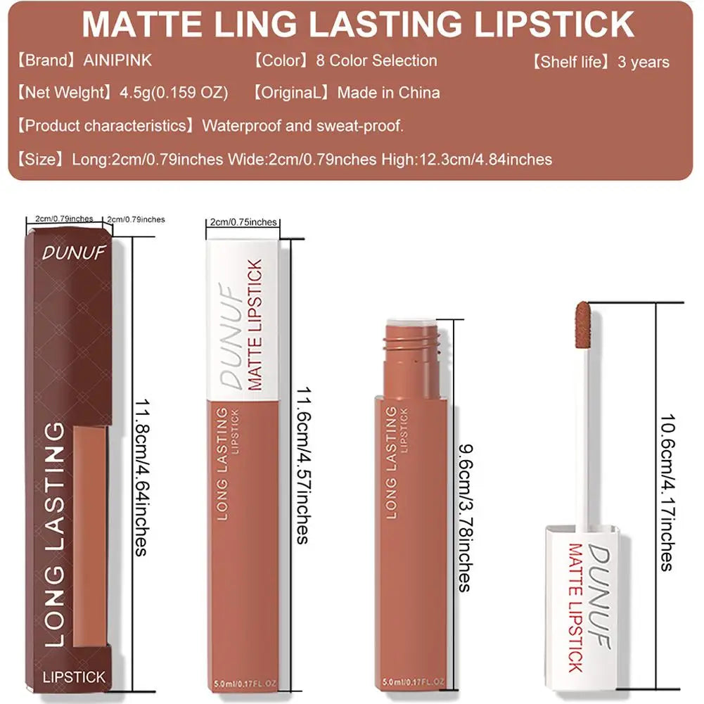 Non Stick Cup Liquid Lipstick Dark Purple Long Lasting Lip Gloss Matte Velvet Finish Resistant To Fading Waterproof Lip Cosmetic