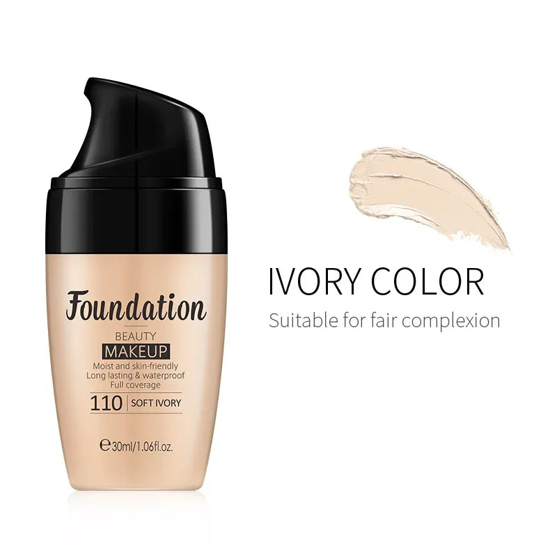 LAIKOU Liquid Foundation Multiple Shades Hydrating Natural Finish Creamy Full Coverage Makeup Base Long Lasting Wear 30ml