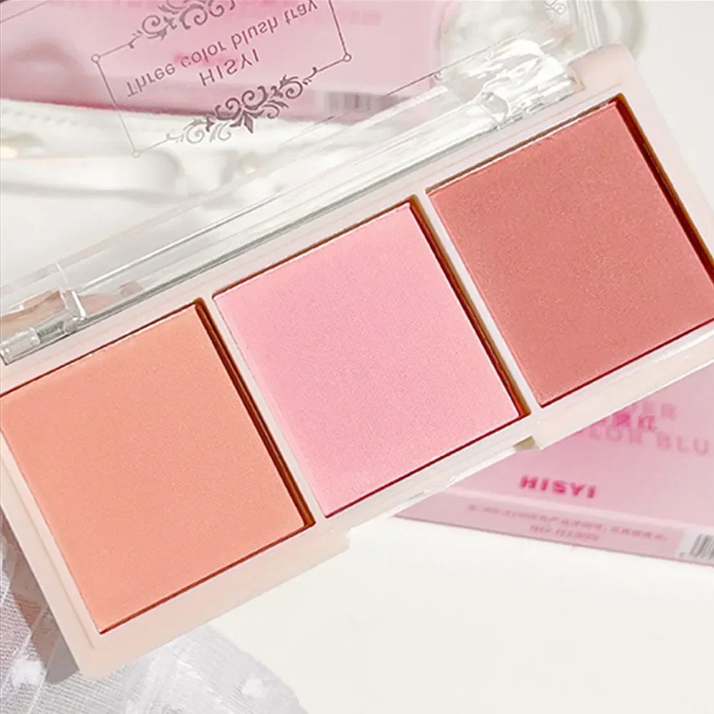 3-Color Cheek Red Plate Nude Makeup Natural Matte Milk Tea Orange Eye Shadow Makeup Lasting High Color Rendering Invisible