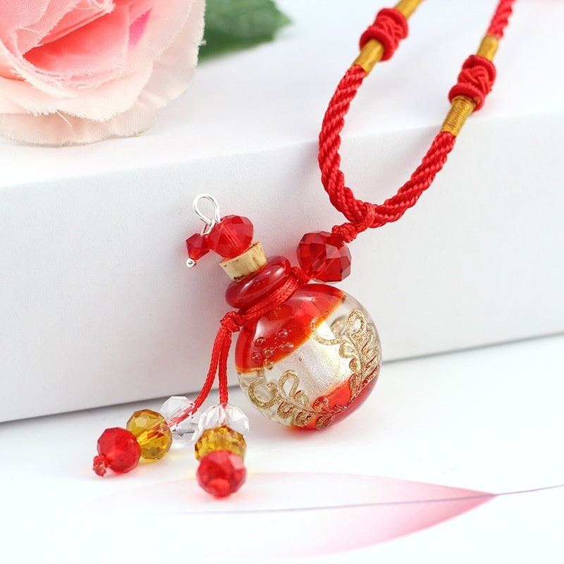 1PC Murano Glass Perfume Baroque Necklaces Essential Oil Vials Aroma  Bottle Necklace