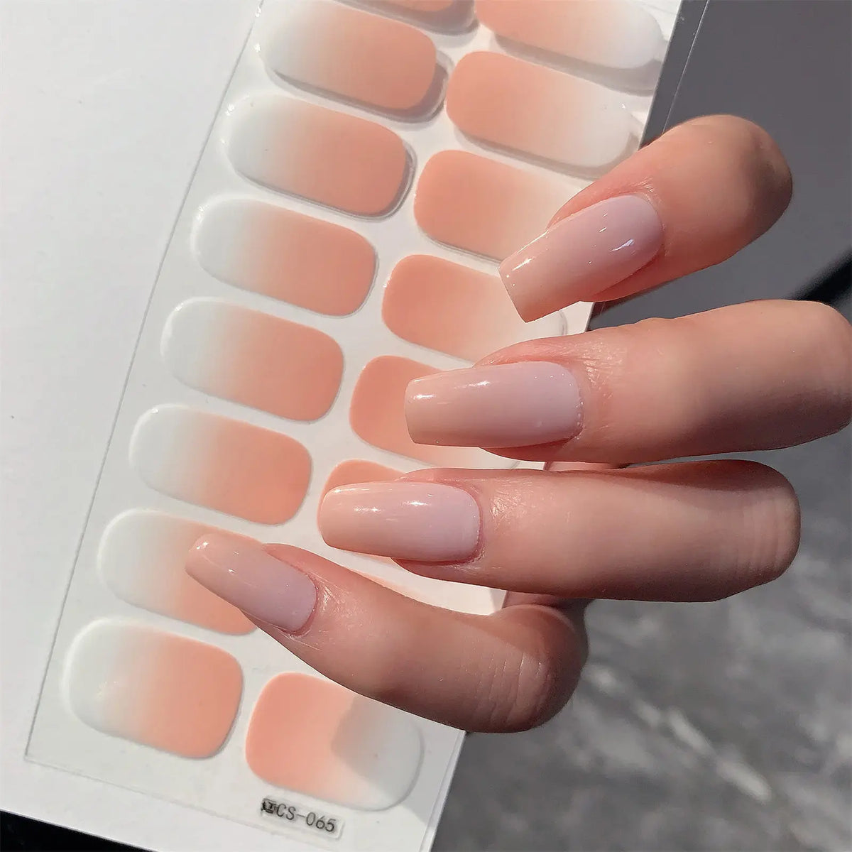 1 Sheet Semi Cured Wrap Gradient Nail Sticker Multi Color Solid Gel Full Cover Slider No Need UV Lamp Cured Fast Gel Nail Decal