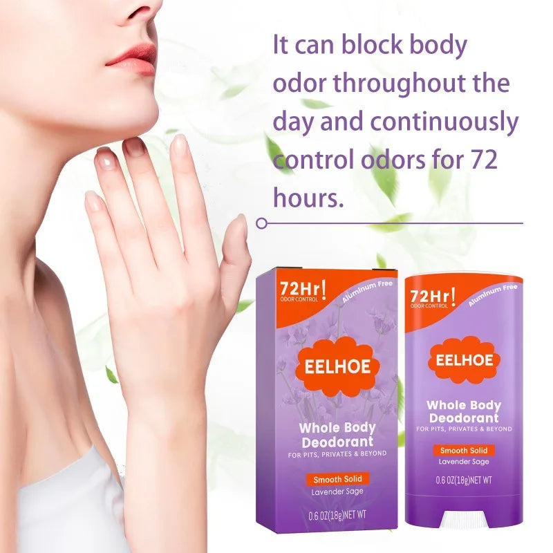 Whole Body Deodorant Stick 72 Hour Odor Control Long-Lasting Fragrance Armpit Odor Remove Sweat Refreshing Antiperspirant Stick